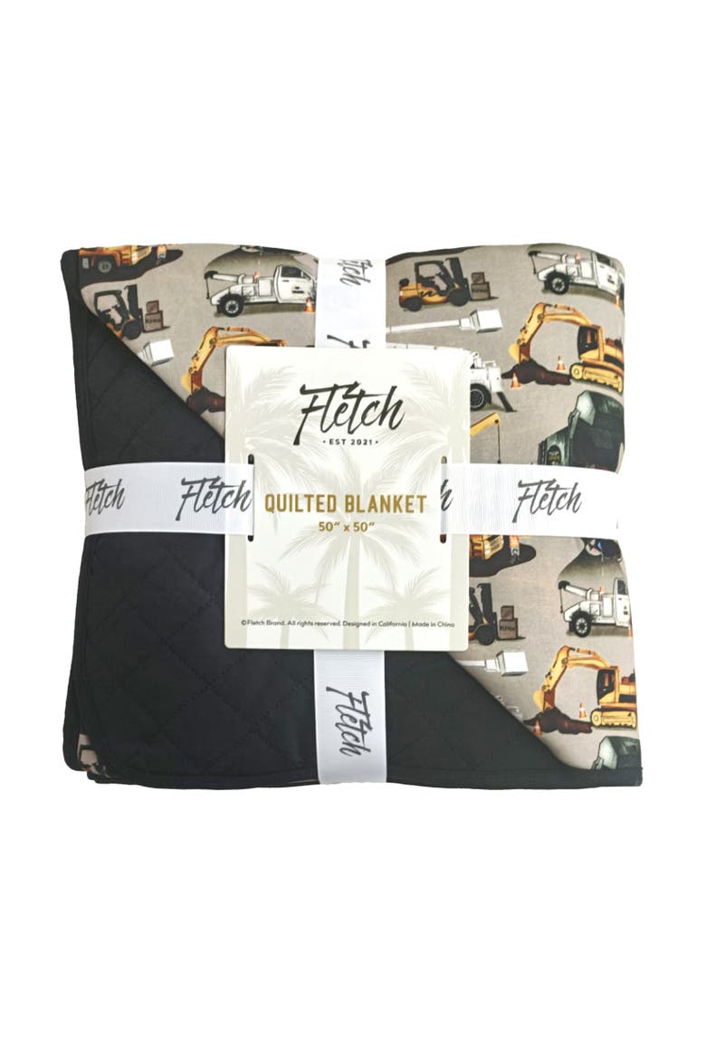 Work Hard, Play Hard Quilted Blanket, Alternate, color, Beige