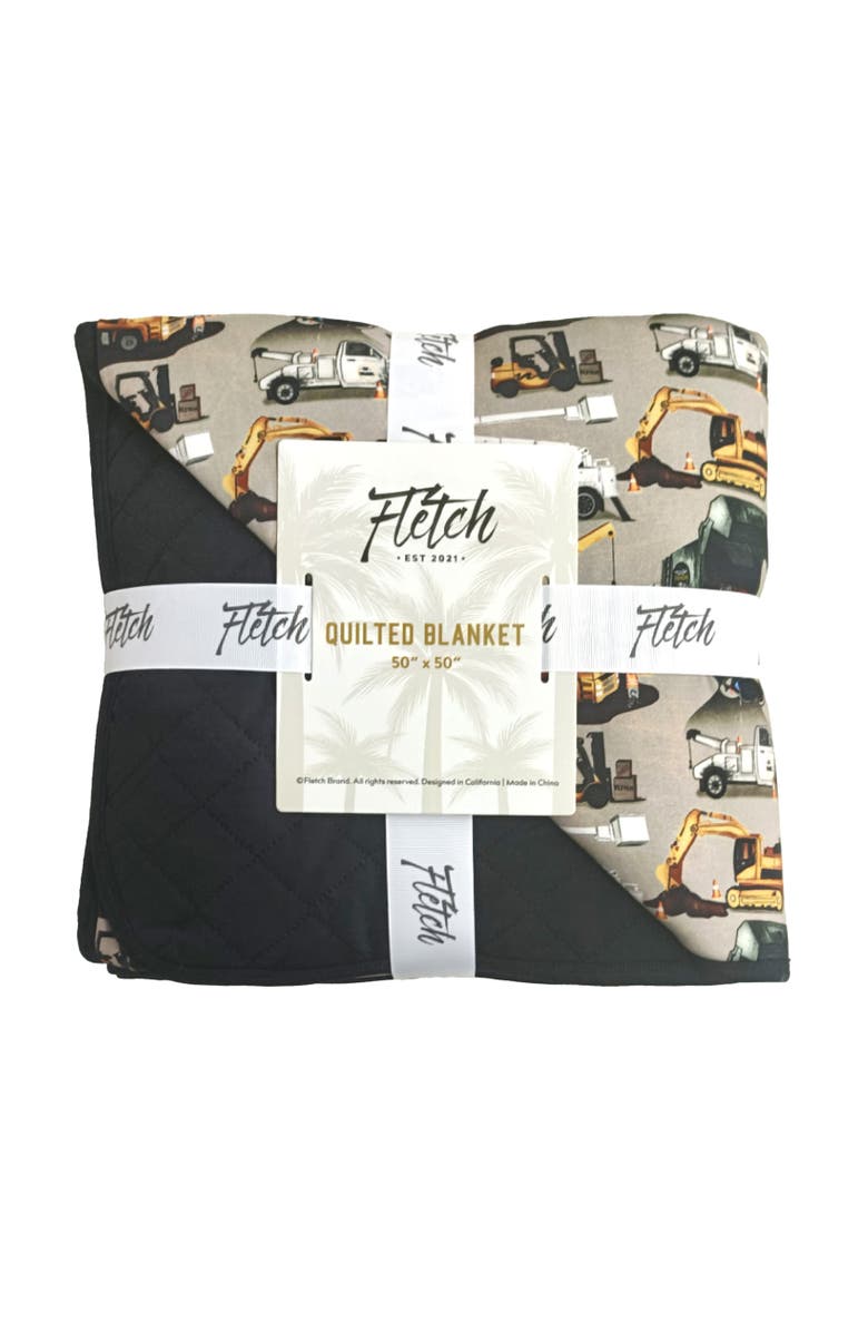 Fletch Work Hard, Play Hard Quilted Blanket, Alternate, color, Beige