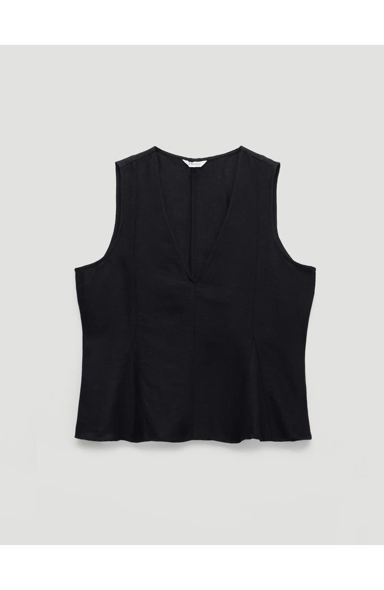 Hush Jose V-Neck Godet Linen Top, Alternate, color, Black
