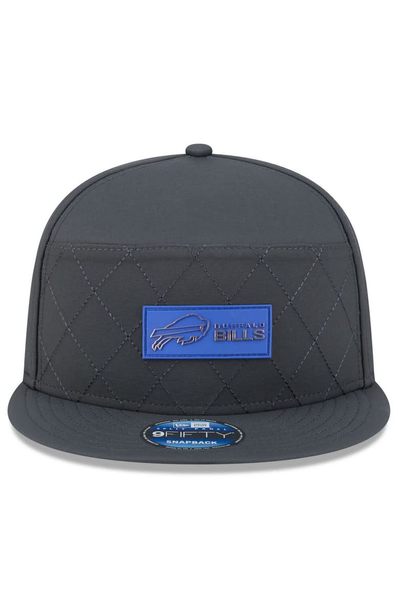Men's New Era Charcoal Buffalo Bills 2025 Sideline Cold Weather Split Panel 9FIFTY Snapback Hat, Alternate, color, Charcoal
