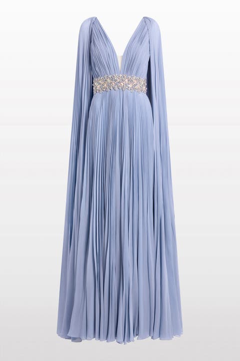 Fesco Embellished-Waist Pleated Maxi Dress