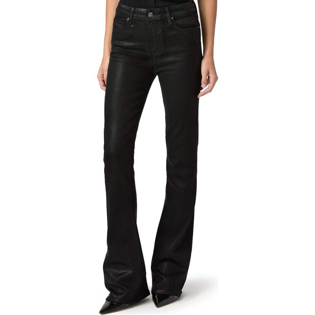 Paige Laurel Canyon Coated High Waist Bootcut Jeans In Black