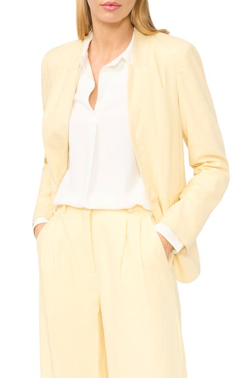 Inverted Lapel Linen Blend Blazer (Regular & Petite)