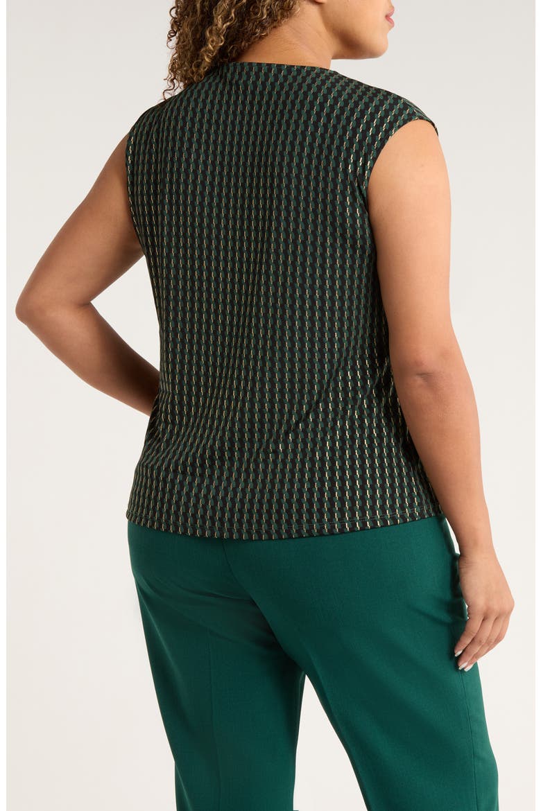 Pleat Neck Sleeveless Top, Alternate, color, EVERGREEN MULTI