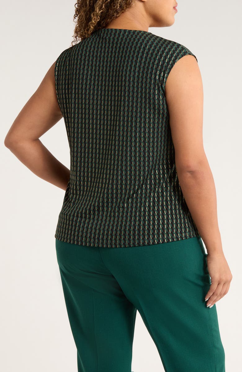 KASPER Pleat Neck Sleeveless Top, Alternate, color, Evergreen Multi