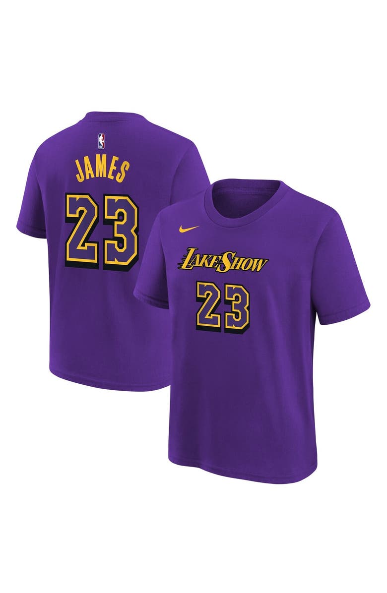 Nike Youth Nike LeBron James Purple Los Angeles Lakers 2024/25 City Edition Name & Number T-Shirt, Main, color, 