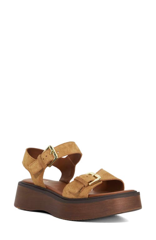 Dune London Luno Ankle Strap Platform Sandal In Sand