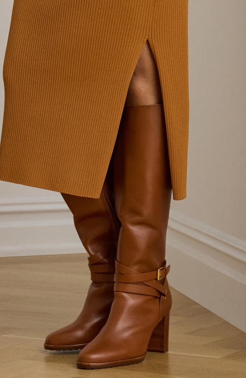 Ralph Lauren Lauren Rib Midi Skirt In Brown