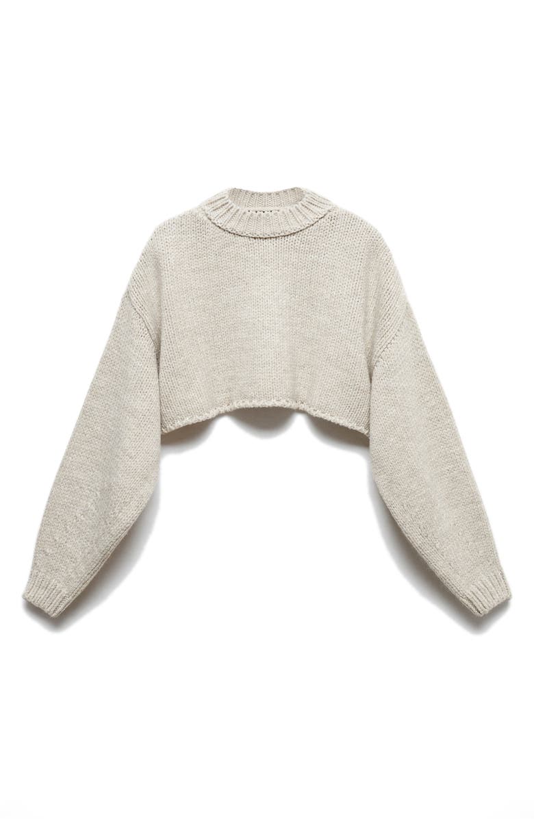 MANGO Crewneck Crop Sweater, Alternate, color, 