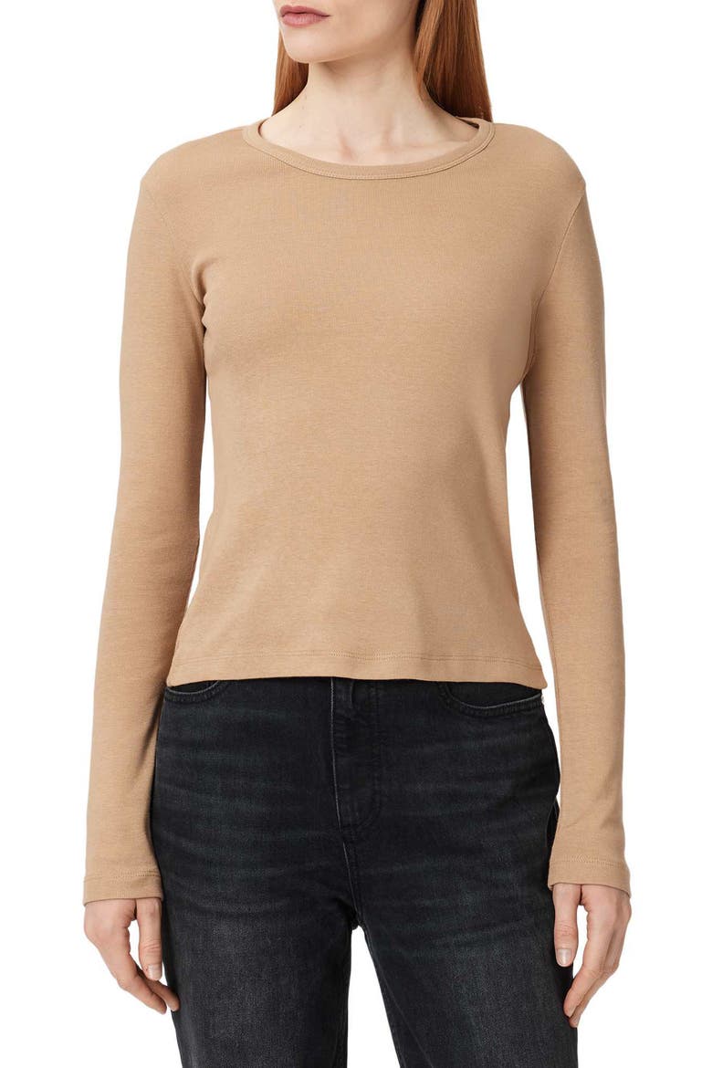 Stevie Long Sleeve Organic Cotton T-Shirt, Main, color, TANNIN BROWN