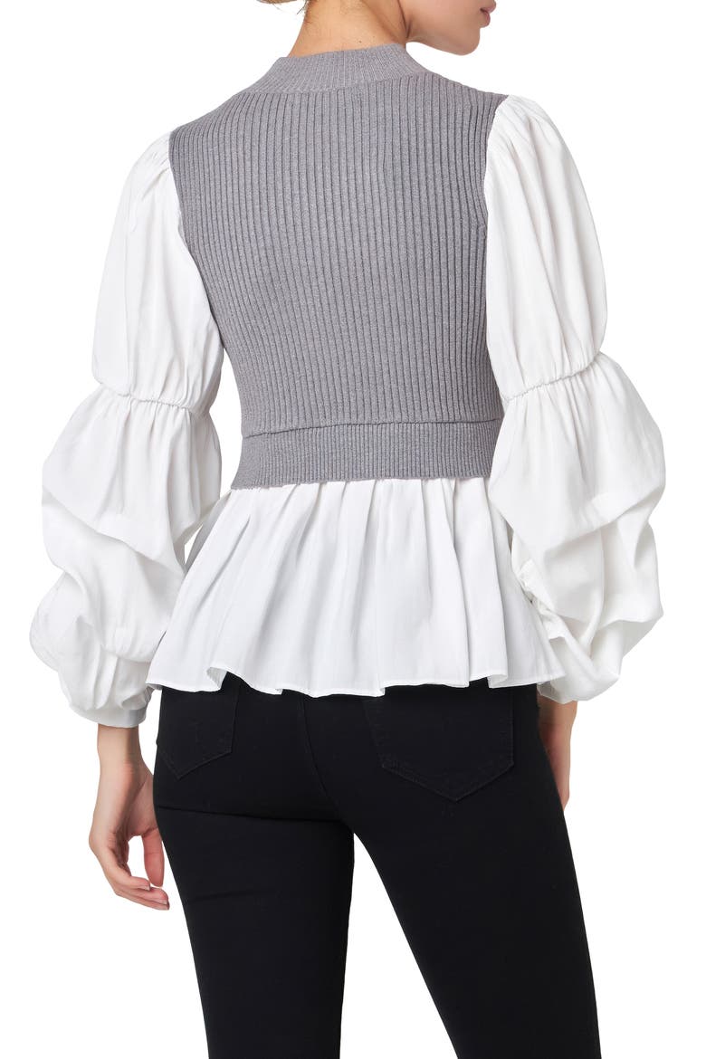 Combo Top, Alternate, color, HEATHER GREY/ WHITE