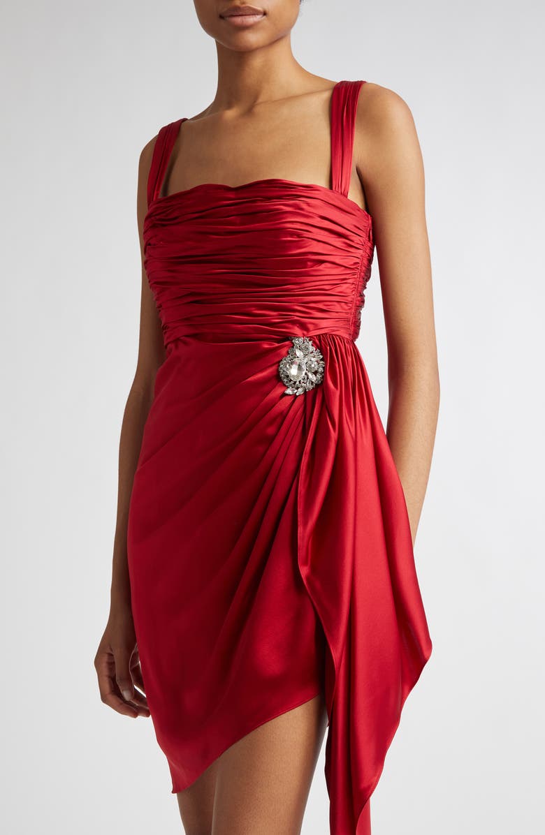 Cinq à Sept Tate Asymmetric Hem Silk Minidress, Alternate, color, Red Currant