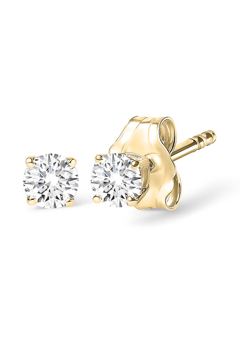14K Gold 1/2 Cttw Round Lab Grown Diamond Solitaire Stud Earrings, Main, color, Yellow
