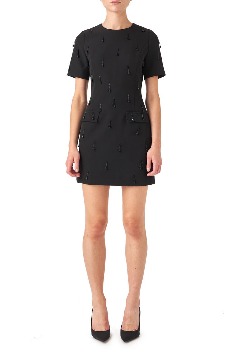 Endless Rose Beaded Fringe Minidress, Main, color, Black