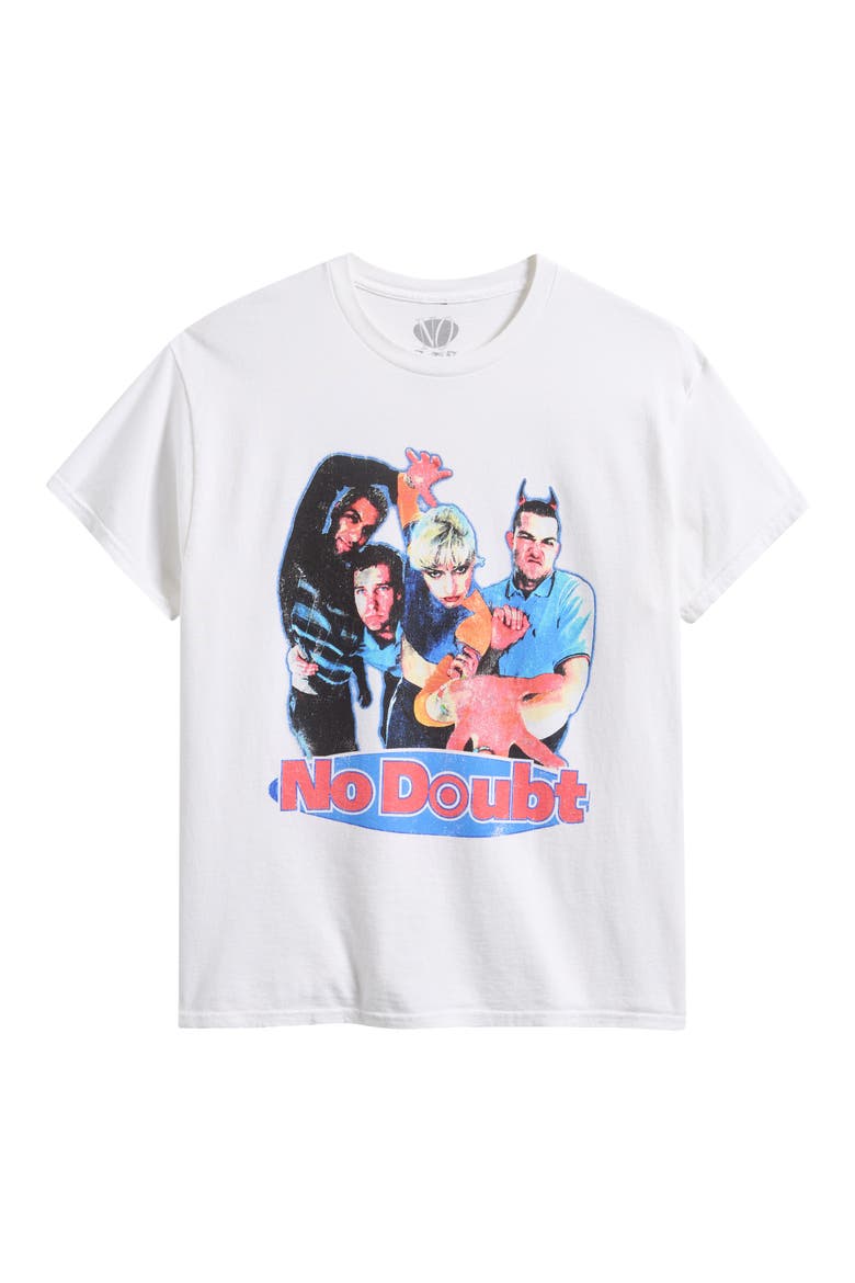 No Doubt 1997 Tour Star Logo 2 Cotton Graphic T-Shirt, Alternate, color, WHITE OVERDYE