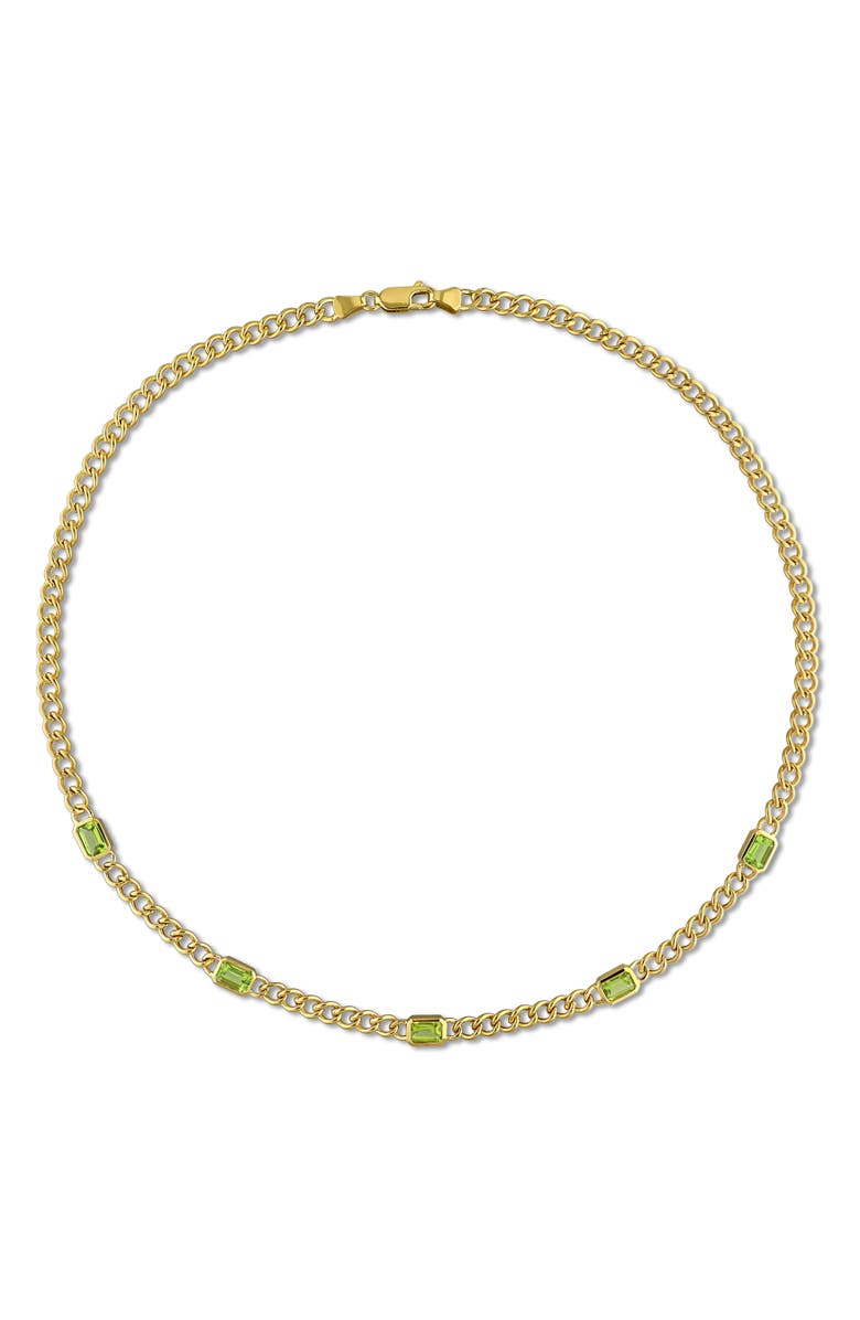 Julianna B. Birthstone Curb Link Station Necklace 14k, Alternate, color, Peridot