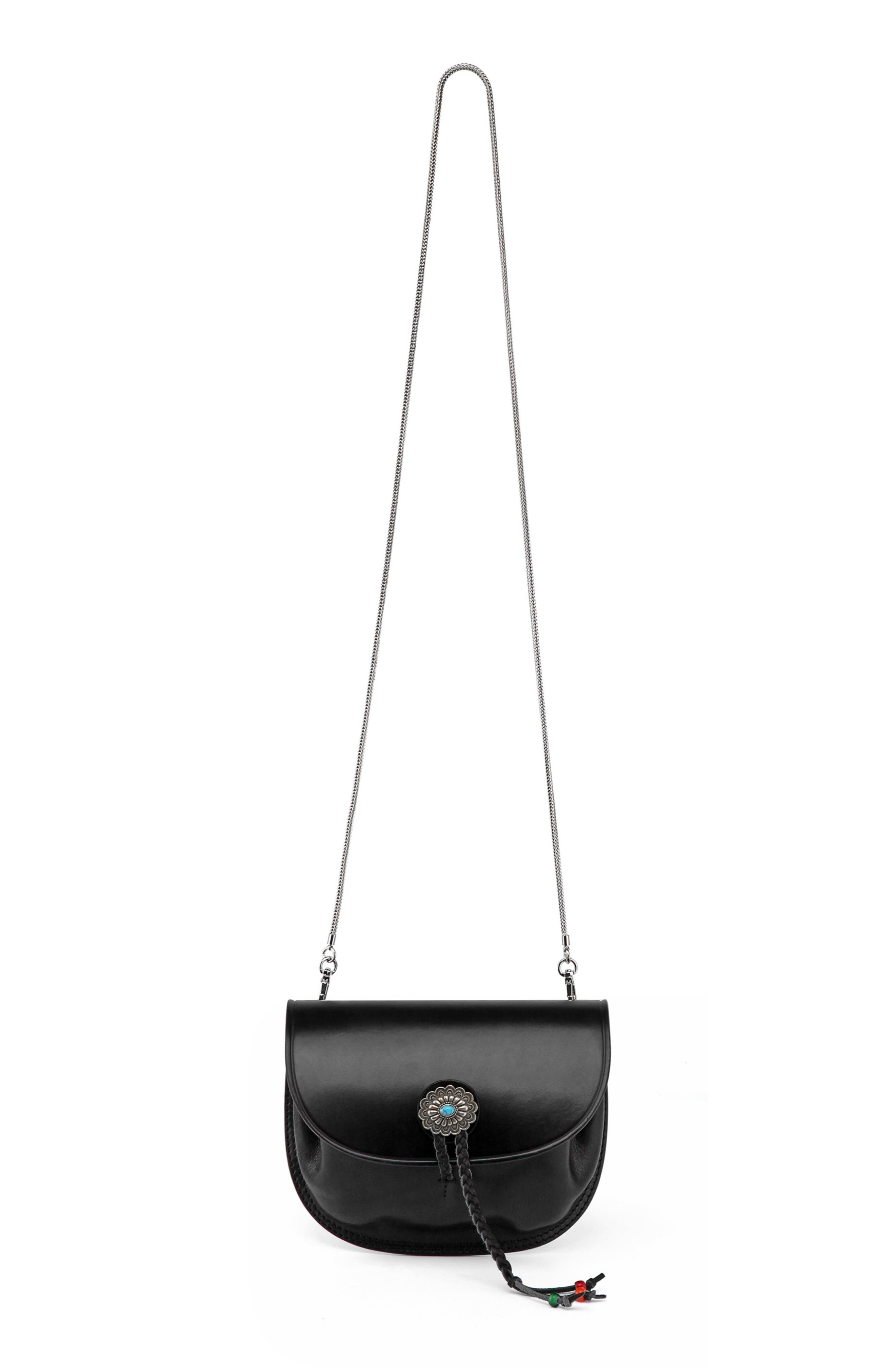 OLD TREND Leather Chain Crossbody Bag, Alternate, color, Black