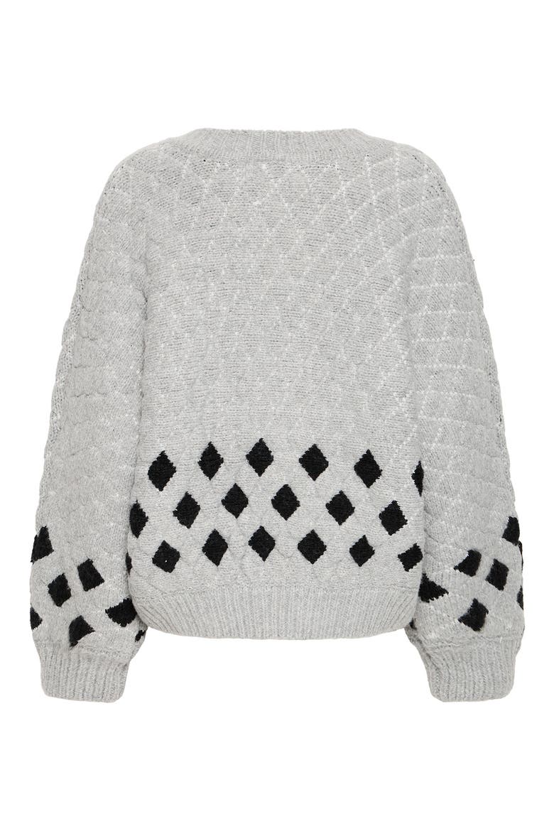 Diamond Knit Cardigan, Alternate, color, GREY MELANGE