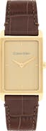 Calvin Klein Dapper Rectangular Leather Strap Watch, 24mm