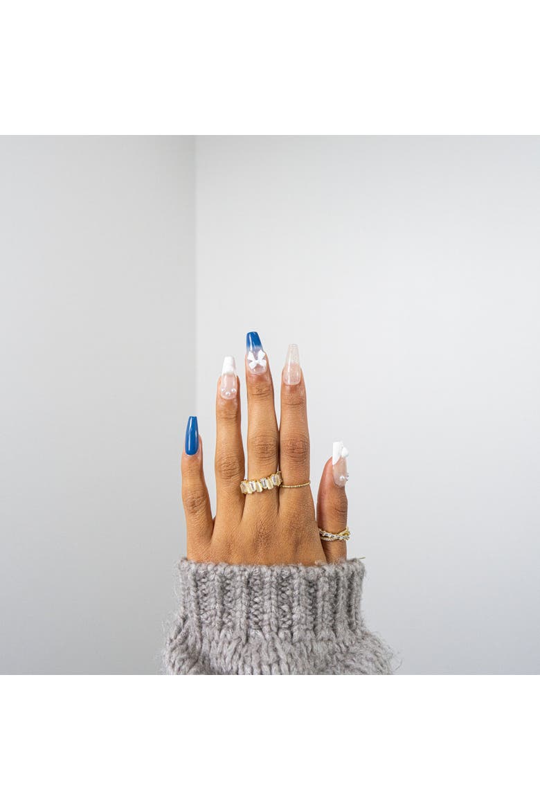 Winter Wonderland Bliss- Premium Handmade Press On Nails, Alternate, color, Blue/Beige