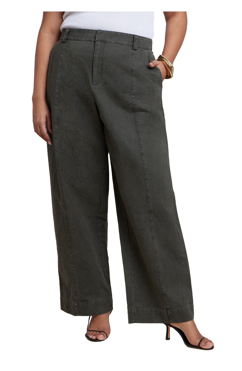 ELOQUII Twill Straight Leg Pant, Main, color, Burnt Olive