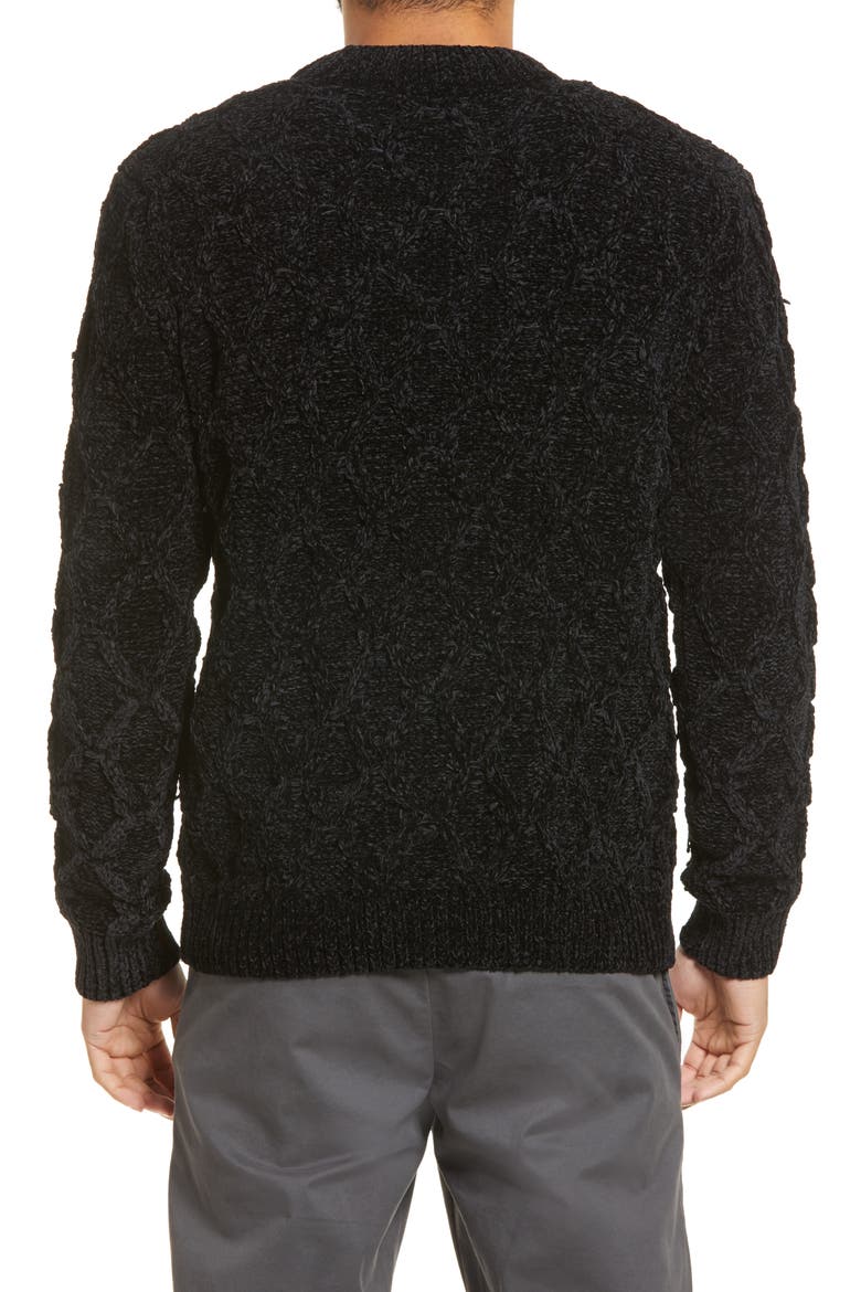 Regular Fit Chenille Pullover Sweater, Alternate, color, BLACK