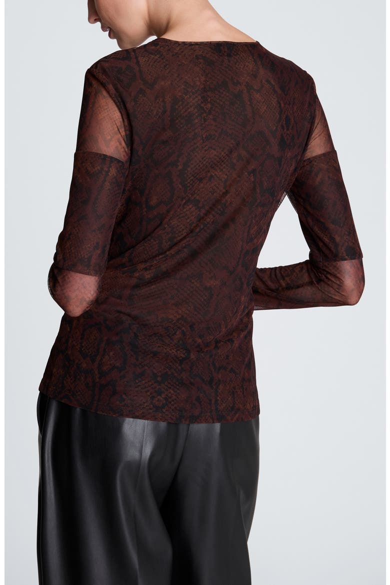 Mesh Long Sleeve Top, Alternate, color, MEDIUM BARK MULTI