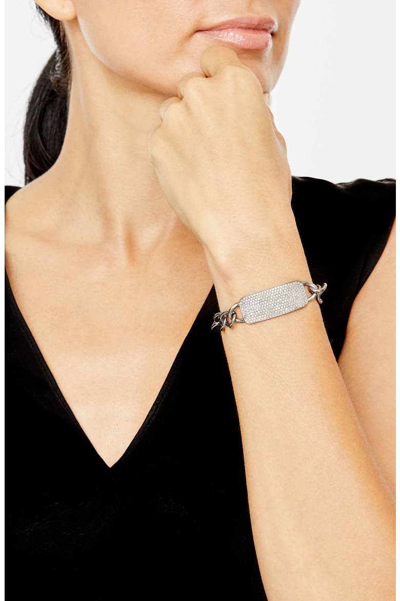 Diamond Pavé Bar ID Bracelet, Alternate, color, STERLING SILVER