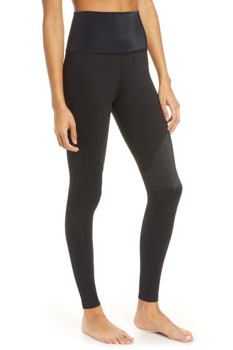 Line of the Times High Waist Leggings, Alternate, color, BLACK