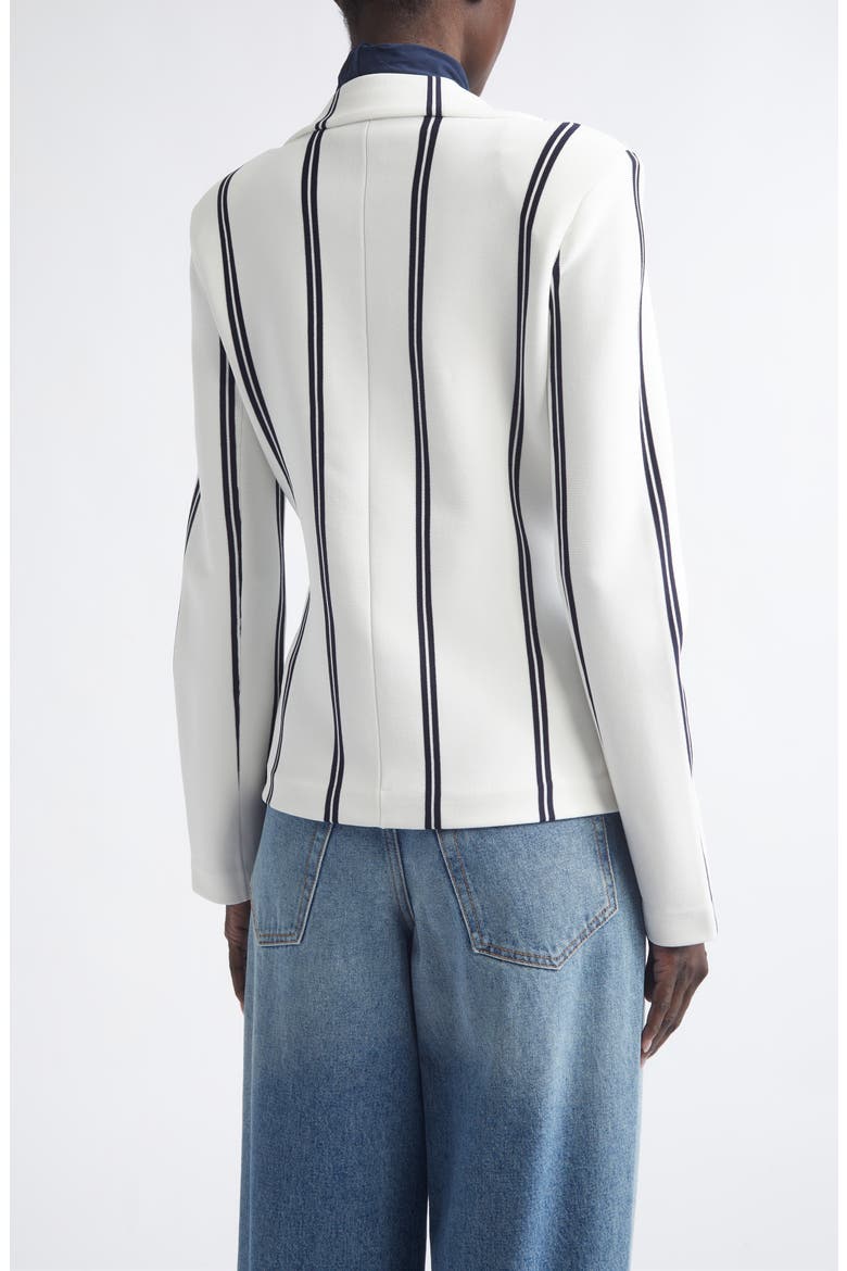 Carter Stripe Roma Crepe Knit Jacket, Alternate, color, BRIGHT WHITE/ MIDNIGHT