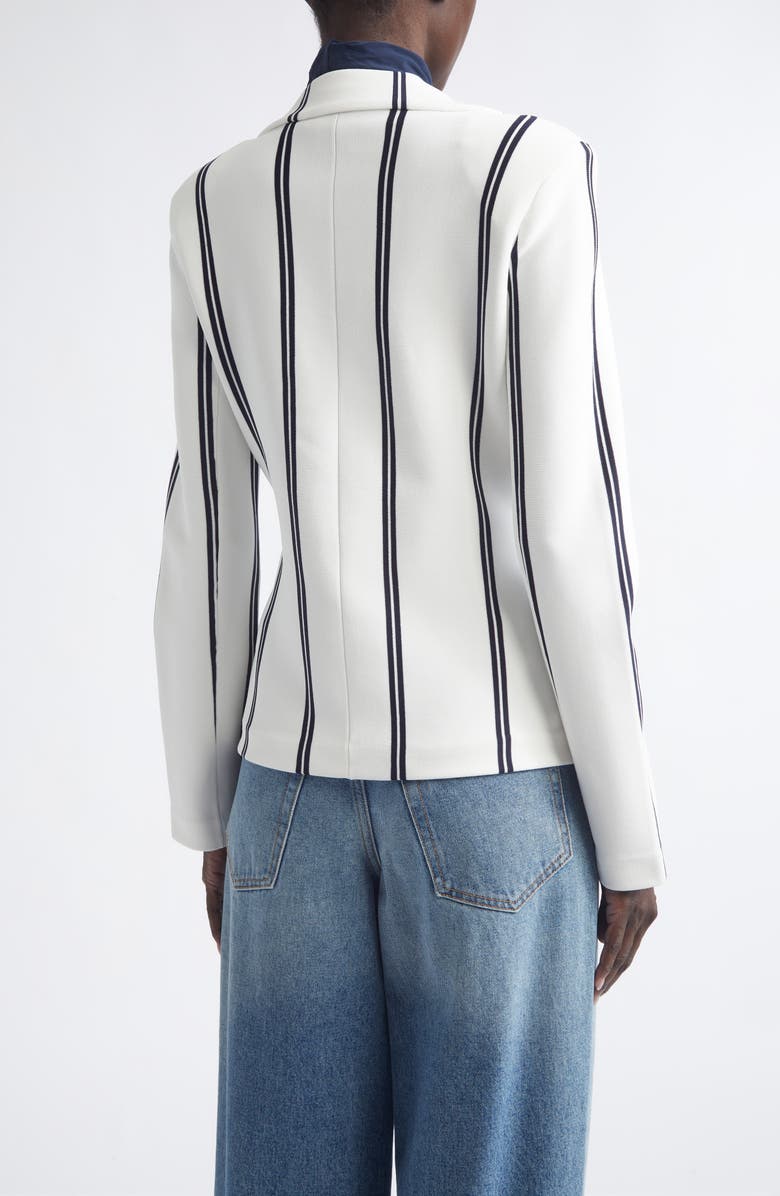ST. JOHN Carter Stripe Roma Crepe Knit Jacket, Alternate, color, Bright White/ Midnight
