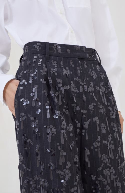 Brunello Cucinelli Loose Trousers With Swing Drops Embroidery In Black