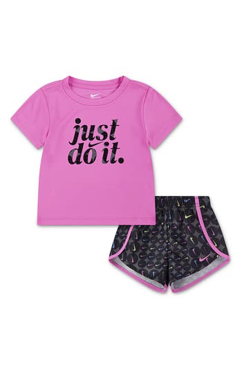 Nike Kids' Dri-fit Essentials Just Do It Sprinter T-shirt & Shorts Set In Pink