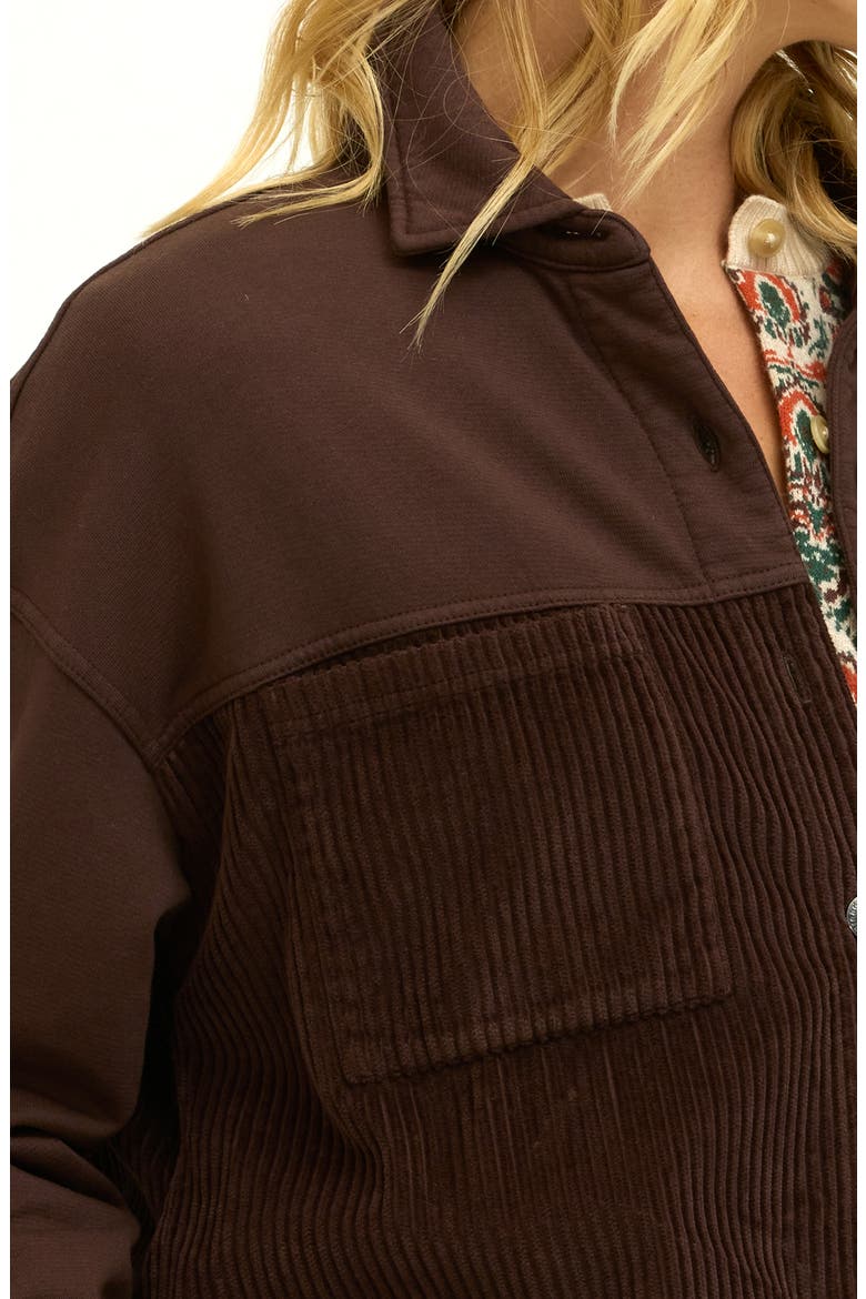 Peggy Mixed Media Shirt Jacket, Alternate, color, COCOA