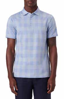 Bugatchi Plaid Short Sleeve Cotton Polo