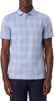 Bugatchi Plaid Short Sleeve Cotton Polo
