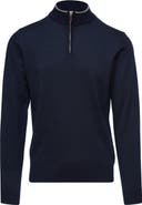 Emanuel Berg Light Gauge High Neck Quarter Zip Merino Wool Sweater