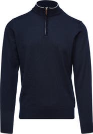 Emanuel Berg Light Gauge High Neck Quarter Zip Merino Wool Sweater