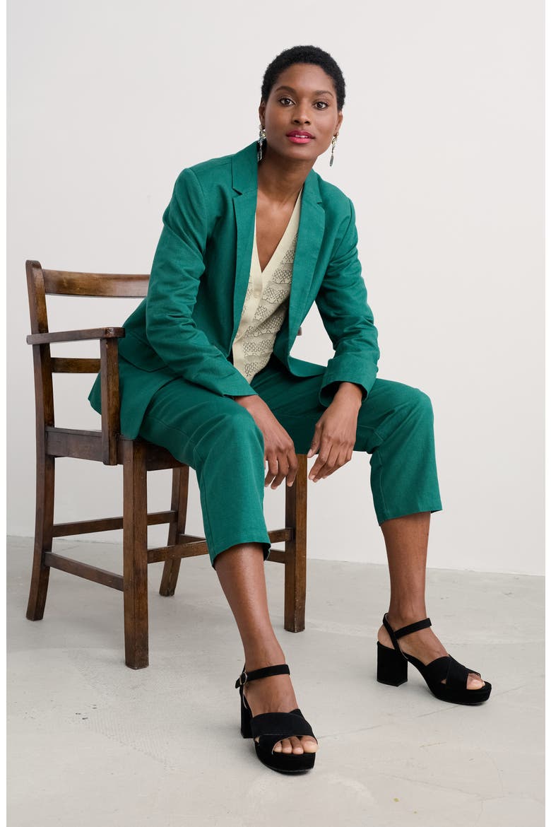 Erica Linen & Organic Cotton Blazer, Alternate, color, PINE SHOOTS