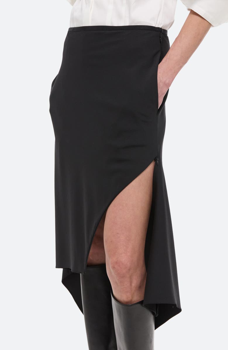 Helmut Lang Scarf Hem Virgin Wool Maxi Skirt, Alternate, color, Black