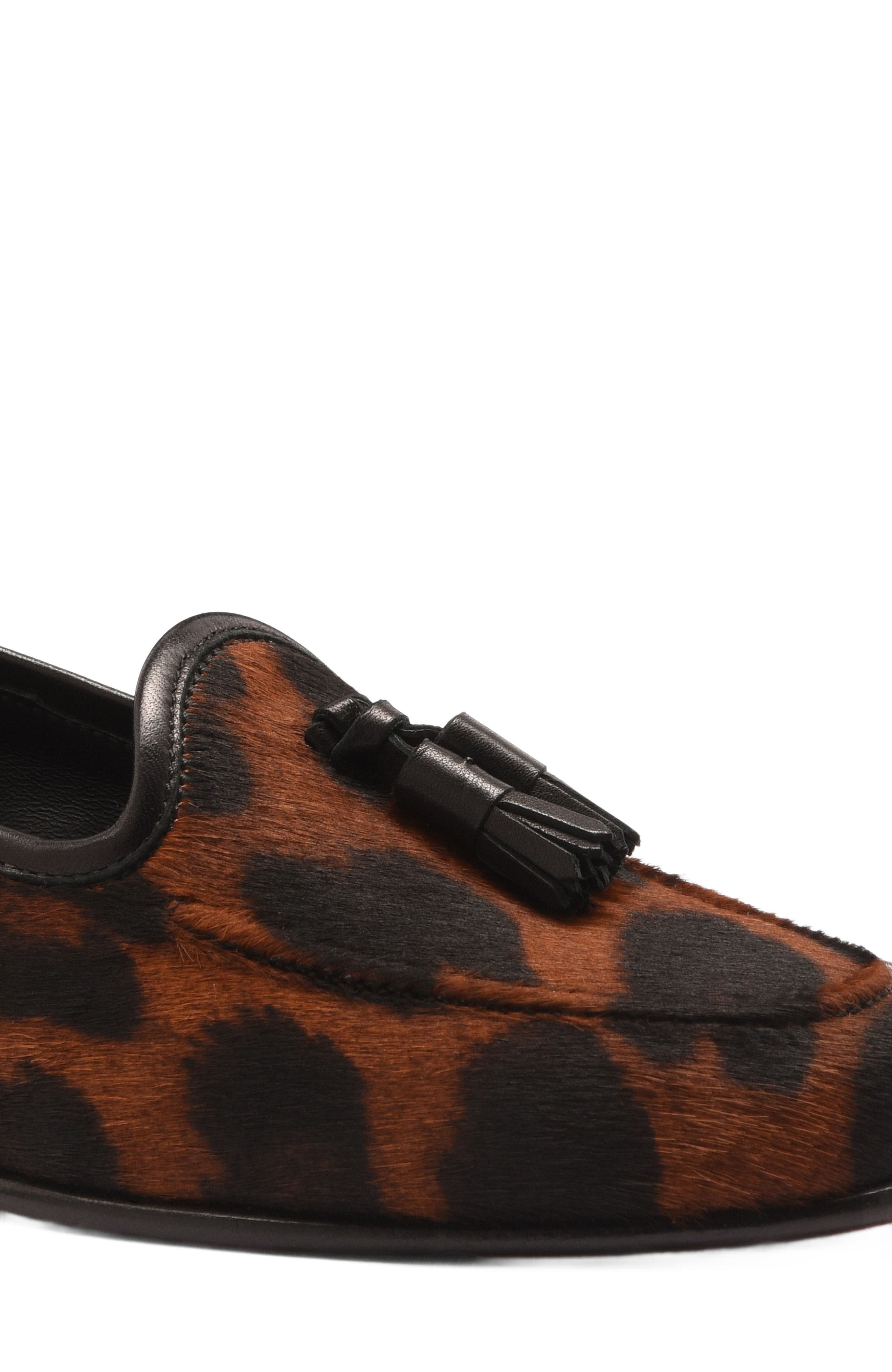 Santoni Women's Andrea Leopard Tassel Loafer, Alternate, color, Leopard