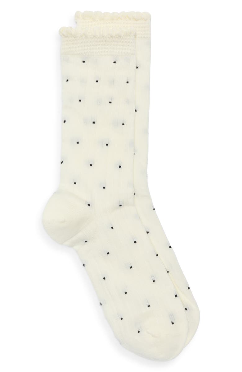 Casa Clara Martinique Polka Dot Crew Socks, Alternate, color, White
