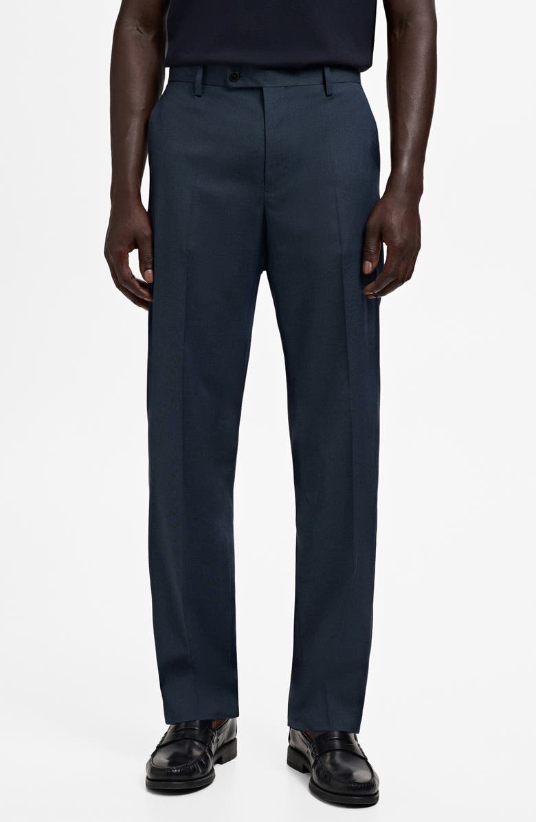 MANGO London Regular Fit Dress Pants, Main, color, Navy