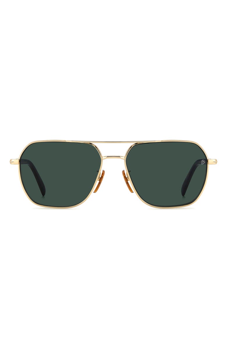 David Beckham Eyewear 59mm Aviator Sunglasses, Main, color, Gold Havana