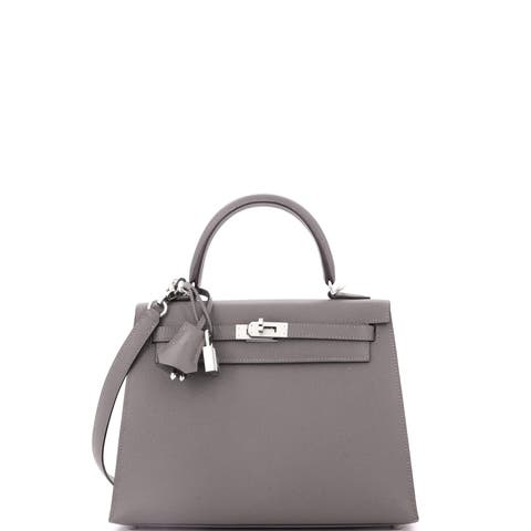 Kelly Handbag Grey Epsom with Palladium Hardware 25