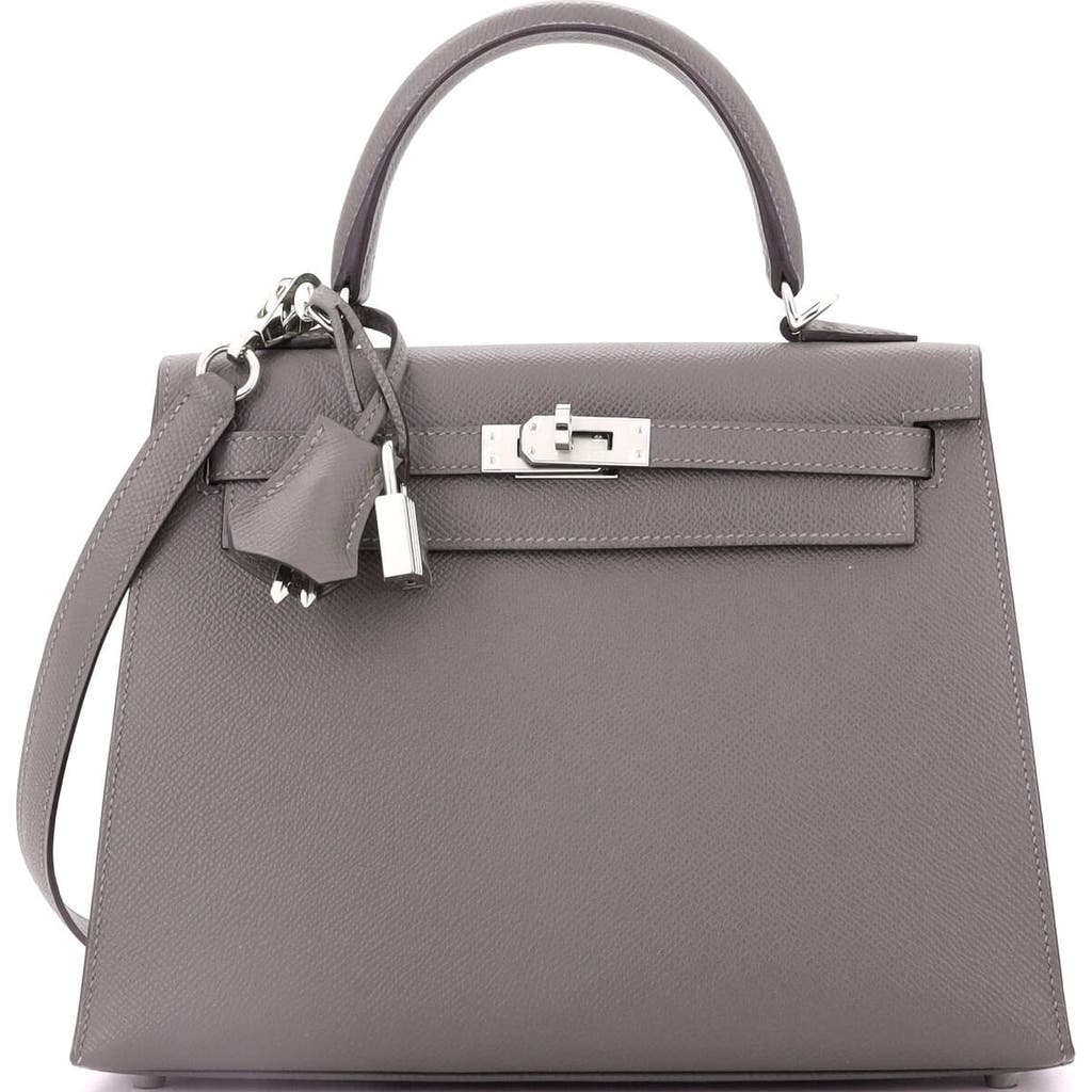 Pre-owned Hermes Hermes Kelly Handbag Grey Epsom With Palladium Hardware 25 In Gray