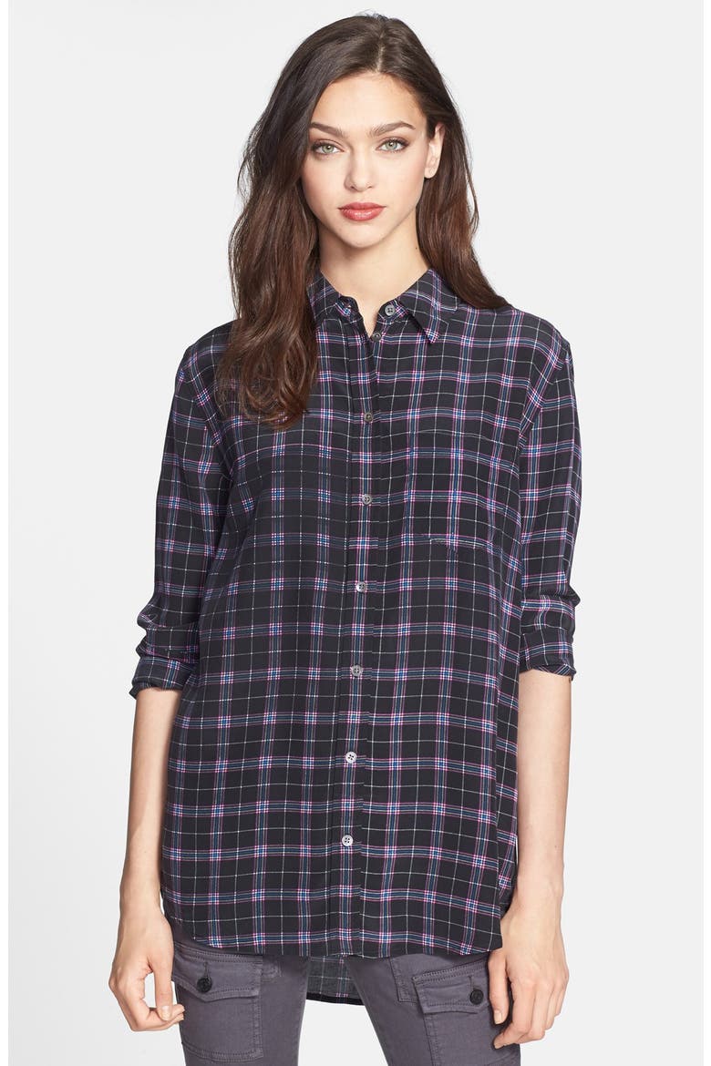 'Reese' Print Silk Shirt, Main, color, TRUE BLACK MULTI