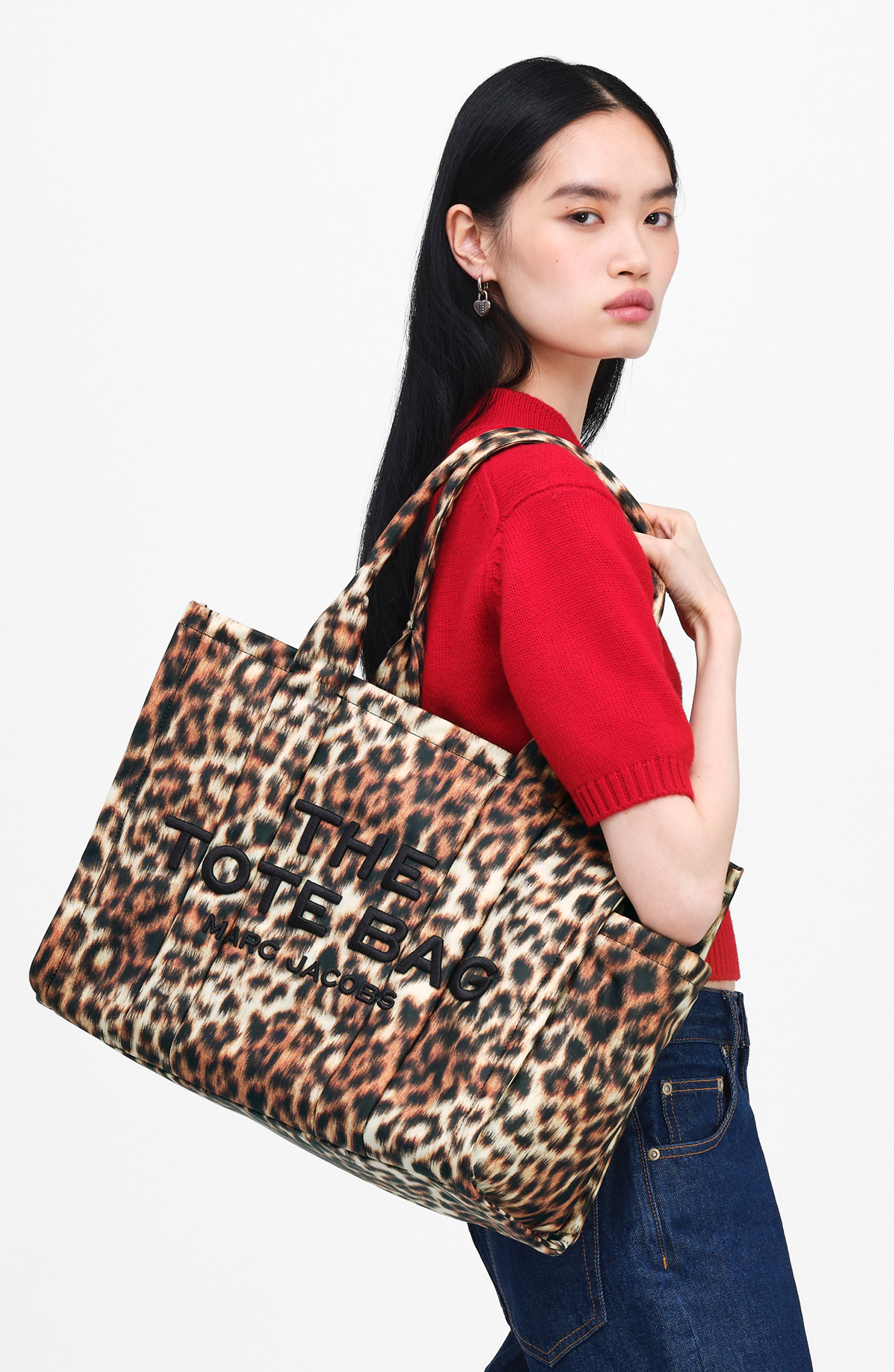 Large The Tote Bag Leopard Puffy Tote, Alternate, color, BROWN MULTI