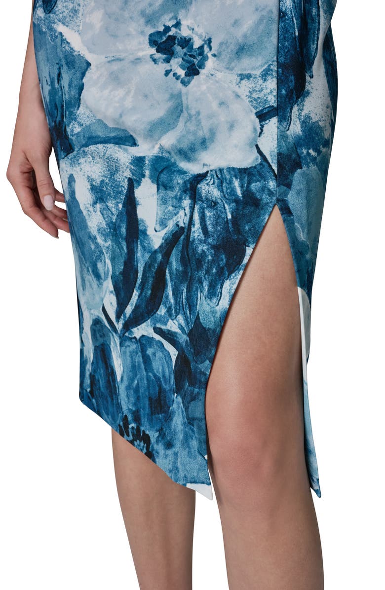 Donna Karan New York Gathered Waist Midi Dress, Alternate, color, Nightfall Multi