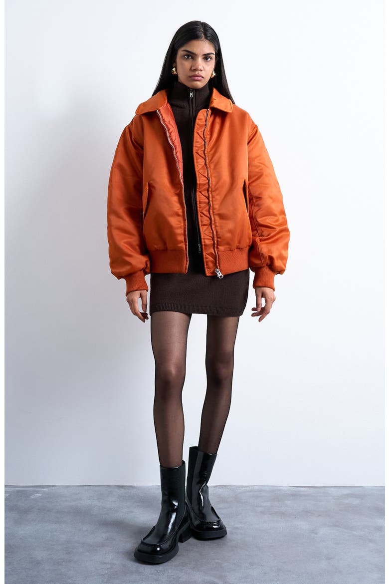 Nylon Bomber Jacket, Alternate, color, ORANGE